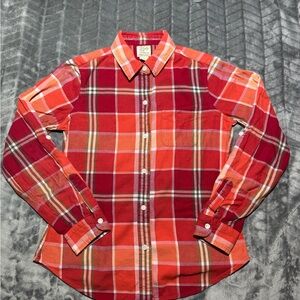 Lucky Brand Men's Plaid Button-Down Shirt - Red & Orange